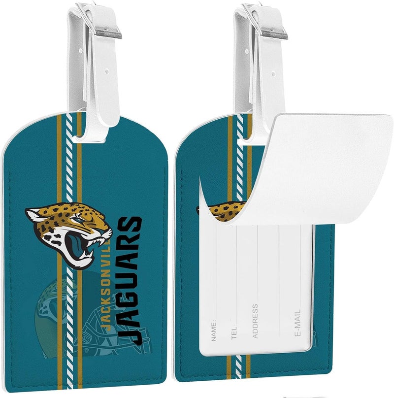 AYYQHC 2 Pack Leather Football Sport Fan Luggage Tag for Suitcase and Bag，Green Color Design Travel Suitcase and Bag Tag with Privacy Flap Address Labels - Image 2